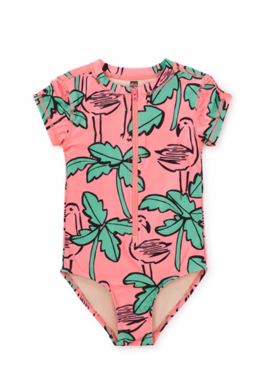 Tea Collection Other - Tea Collection Pink and Teal Flamingo One-Piece Swimsuit